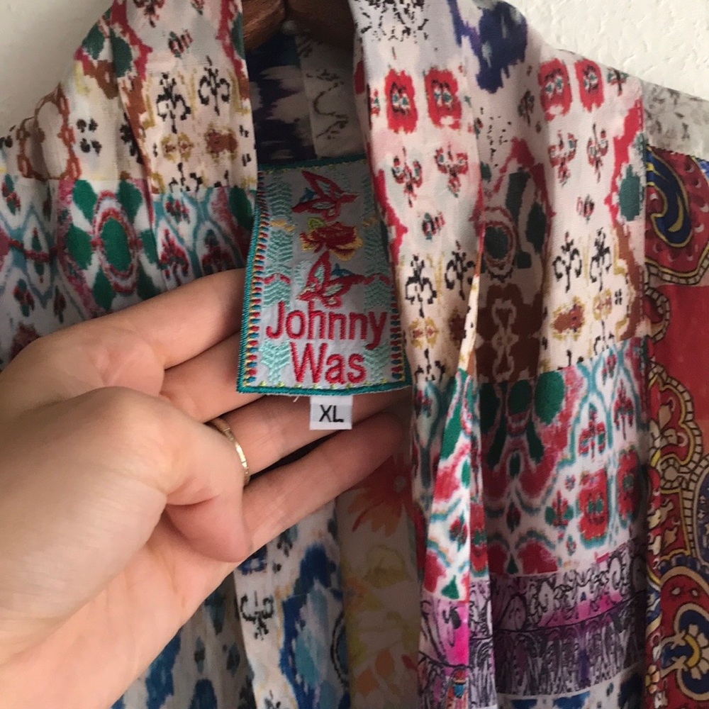Johnny Was Mixed Print Silk Kimono | XL - Picture 6 of 10